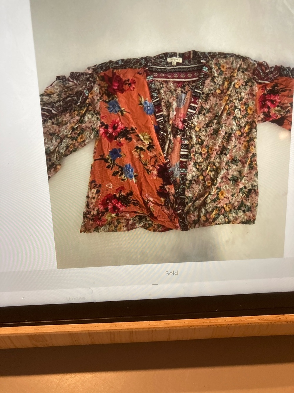 Umgee Mixed Floral Panel Blouse in Orange and Multicolor